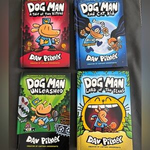 Dog Man Book Set of 4 by Dav Pilkey